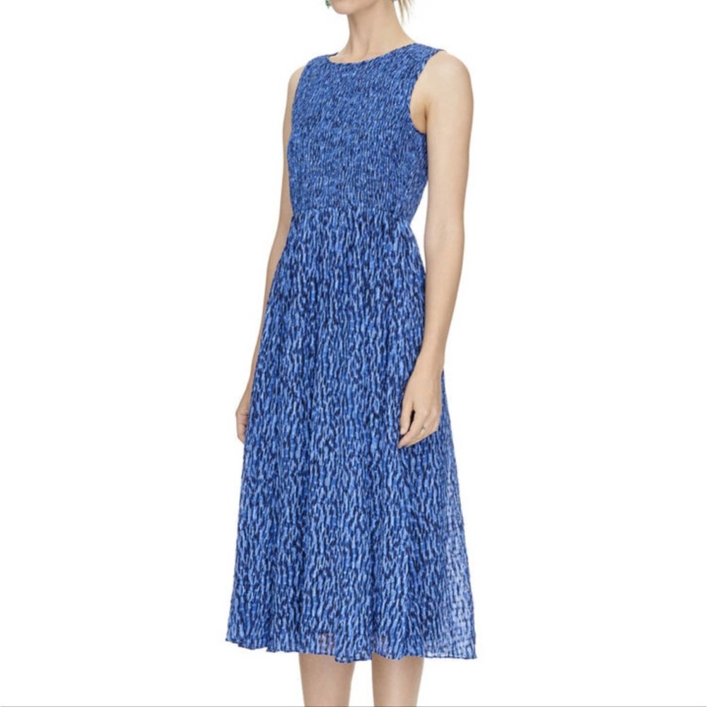 Rebecca Taylor Batik Mirage Ruched Dress 4 Blue - Picture 1 of 8